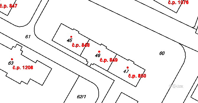 Šumbark 849, Havířov na parcele st. 46 v KÚ Šumbark, Katastrální mapa