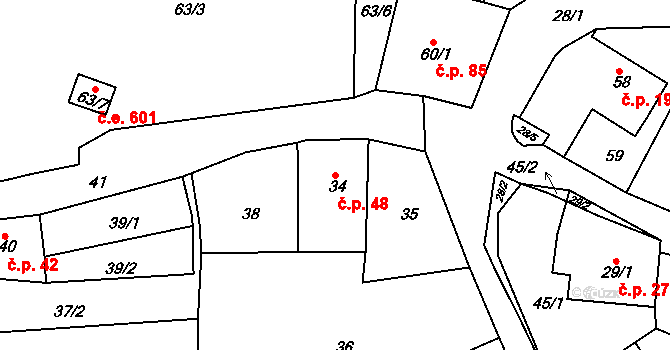 Lítov 48, Habartov na parcele st. 34 v KÚ Lítov, Katastrální mapa