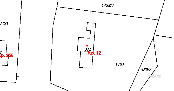 Janovice 12 na parcele st. 228 v KÚ Janovice u Frýdku-Místku, Katastrální mapa