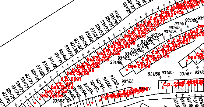 Louny 452 na parcele st. 931/34 v KÚ Louny, Katastrální mapa