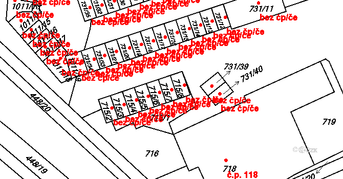 Mšeno nad Nisou 2333, Jablonec nad Nisou na parcele st. 715/7 v KÚ Mšeno nad Nisou, Katastrální mapa