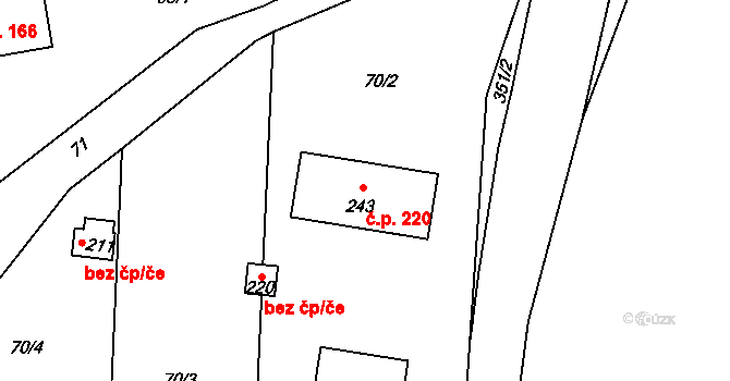 Holubice 220 na parcele st. 243 v KÚ Holubice v Čechách, Katastrální mapa