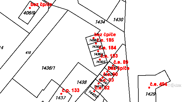 Rumburk 1 184, Rumburk na parcele st. 1436/4 v KÚ Rumburk, Katastrální mapa