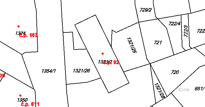 Předměstí 92, Litoměřice na parcele st. 1323/1 v KÚ Litoměřice, Katastrální mapa