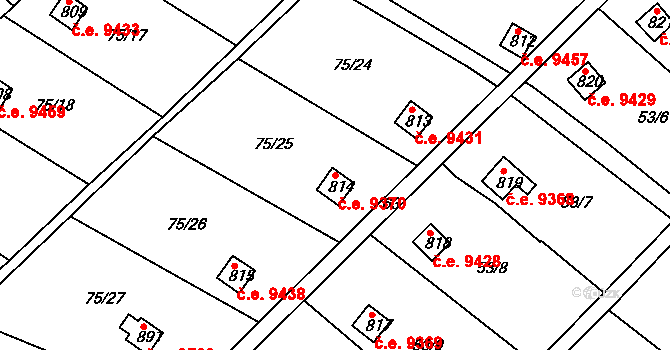 Děčín X-Bělá 9370, Děčín na parcele st. 814 v KÚ Bělá u Děčína, Katastrální mapa