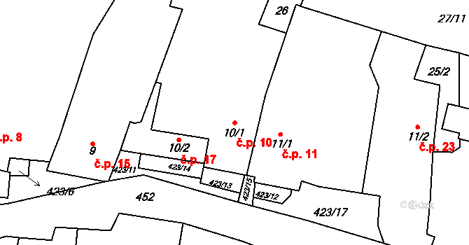 Špinov 10, Nížkov na parcele st. 10/1 v KÚ Špinov, Katastrální mapa