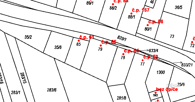 Heroltice 55, Hoštice-Heroltice na parcele st. 79 v KÚ Heroltice, Katastrální mapa