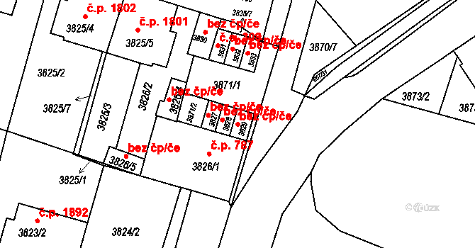Litoměřice 41090705 na parcele st. 3829 v KÚ Litoměřice, Katastrální mapa