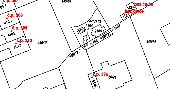 Merklín 42913705 na parcele st. 2105 v KÚ Merklín u Přeštic, Katastrální mapa