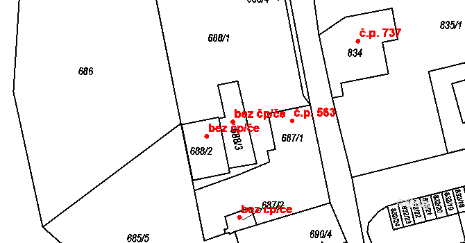 Liberec 47154705 na parcele st. 688/3 v KÚ Vratislavice nad Nisou, Katastrální mapa