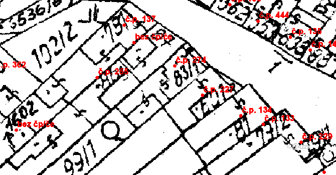 Strání 274 na parcele st. 83/1 v KÚ Strání, Katastrální mapa