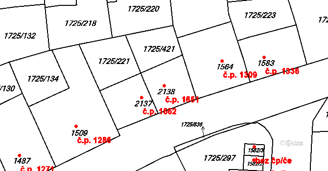 Uherský Brod 1651 na parcele st. 2138 v KÚ Uherský Brod, Katastrální mapa