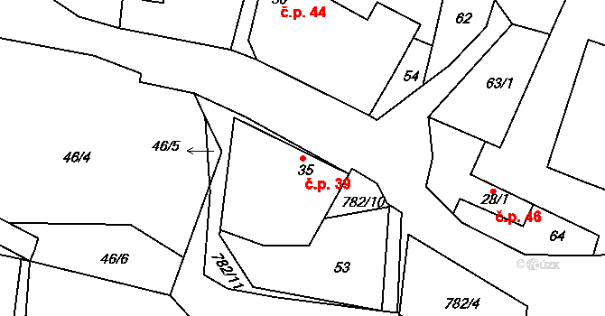 Srlín 39, Bernartice na parcele st. 35 v KÚ Srlín, Katastrální mapa