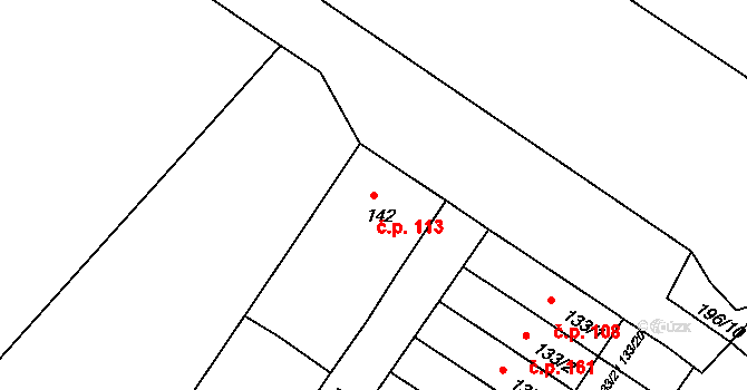 Orlice 113, Letohrad na parcele st. 142 v KÚ Orlice, Katastrální mapa