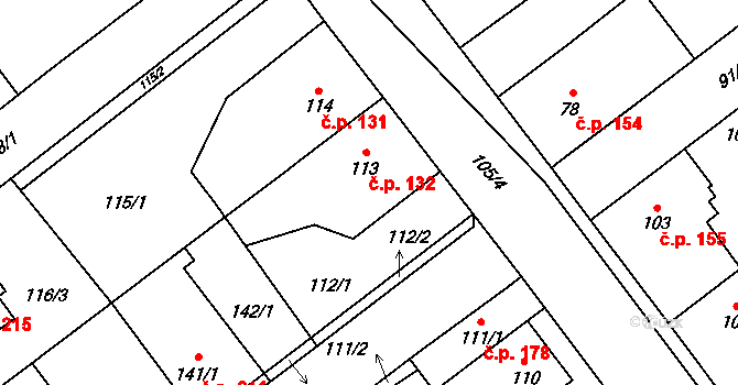 Svinařov 132 na parcele st. 113 v KÚ Svinařov u Kladna, Katastrální mapa