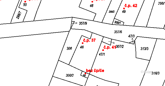 Úhřetická Lhota 37 na parcele st. 46 v KÚ Úhřetická Lhota, Katastrální mapa