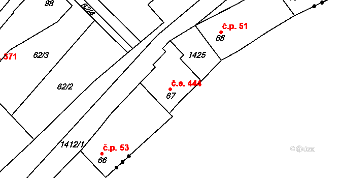 Velká Roudka 444, Velké Opatovice na parcele st. 67 v KÚ Velká Roudka, Katastrální mapa