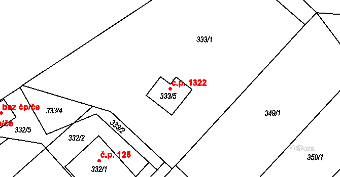 Lyžbice 1322, Třinec na parcele st. 333/5 v KÚ Lyžbice, Katastrální mapa