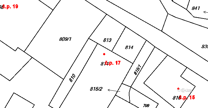 Suchdol nad Odrou 17 na parcele st. 811 v KÚ Suchdol nad Odrou, Katastrální mapa