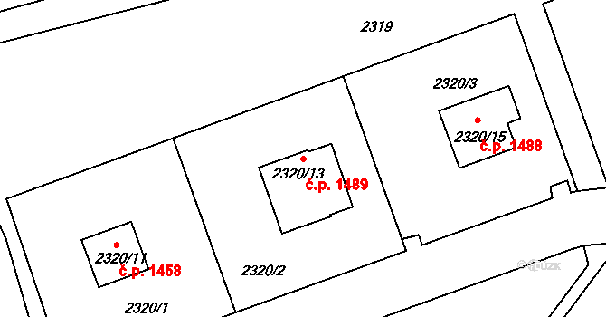 Smržovka 1489 na parcele st. 2320/13 v KÚ Smržovka, Katastrální mapa
