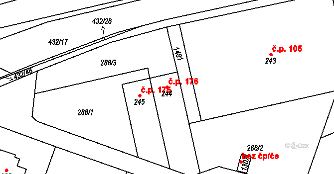 Ždírec nad Doubravou 176 na parcele st. 244 v KÚ Ždírec nad Doubravou, Katastrální mapa