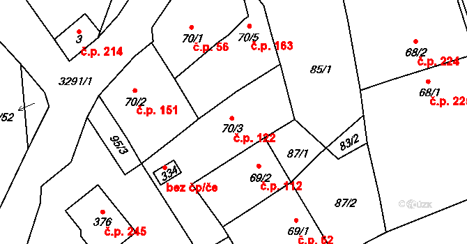 Olešnice 122 na parcele st. 70/3 v KÚ Olešnice u Trhových Svinů, Katastrální mapa