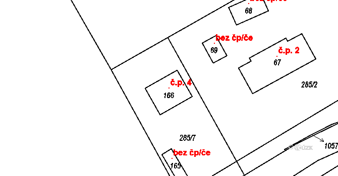 Pecínov 4, Struhařov na parcele st. 166 v KÚ Skalice u Benešova, Katastrální mapa