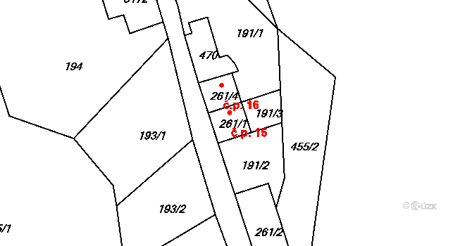 Heřmanice v Podještědí 15, Jablonné v Podještědí na parcele st. 261/1 v KÚ Heřmanice v Podještědí, Katastrální mapa
