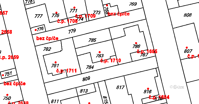 Kladno 1710 na parcele st. 783 v KÚ Kladno, Katastrální mapa