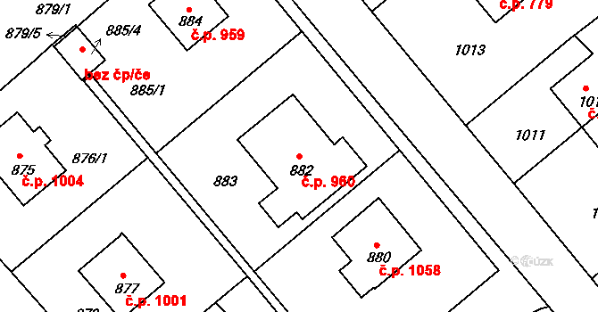 Rýmařov 960 na parcele st. 882 v KÚ Rýmařov, Katastrální mapa