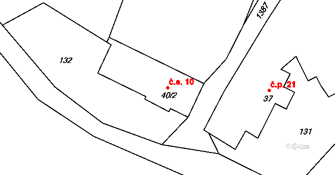 Všebořice 10, Loket na parcele st. 40/2 v KÚ Všebořice u Dolních Kralovic, Katastrální mapa