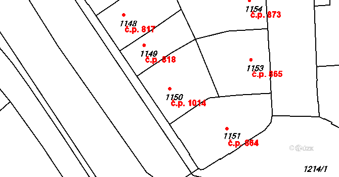 Děčín IV-Podmokly 1014, Děčín na parcele st. 1150 v KÚ Podmokly, Katastrální mapa