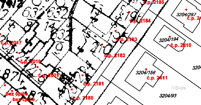 Podlusky 2182, Roudnice nad Labem na parcele st. 210 v KÚ Podlusky, Katastrální mapa