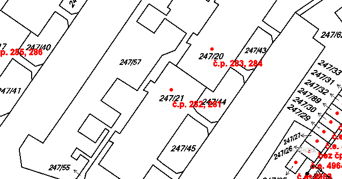 Všebořice 281,282, Ústí nad Labem na parcele st. 247/21 v KÚ Všebořice, Katastrální mapa