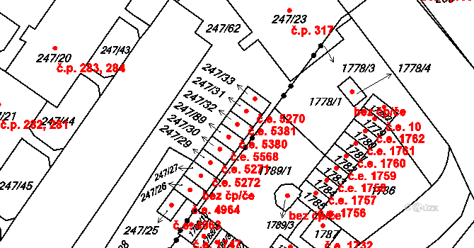 Všebořice 5380, Ústí nad Labem na parcele st. 247/32 v KÚ Všebořice, Katastrální mapa