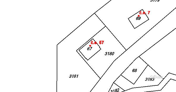 Valteřice 57, Výprachtice na parcele st. 67 v KÚ Valteřice u Výprachtic, Katastrální mapa
