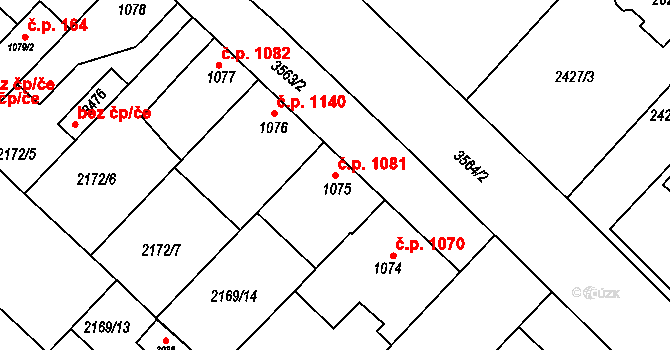 Lysá nad Labem 1081 na parcele st. 1075 v KÚ Lysá nad Labem, Katastrální mapa