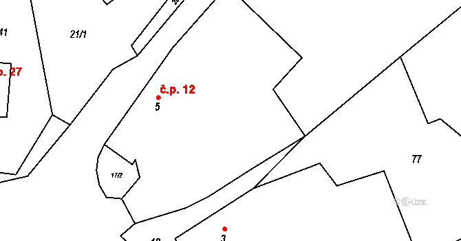 Řemíčov 12 na parcele st. 5 v KÚ Řemíčov, Katastrální mapa
