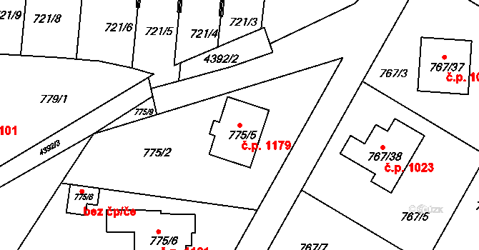 Frýdlant 1179, Frýdlant nad Ostravicí na parcele st. 775/5 v KÚ Frýdlant nad Ostravicí, Katastrální mapa
