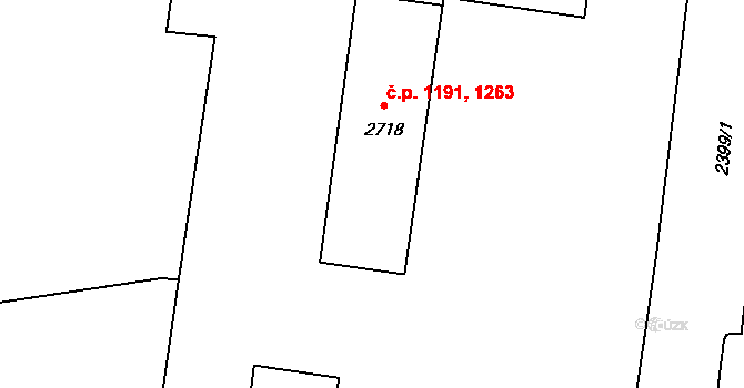 Cheb 1191,1263 na parcele st. 2718 v KÚ Cheb, Katastrální mapa