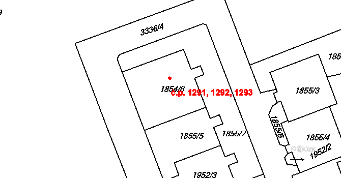 Michle 1291,1292,1293, Praha na parcele st. 1854/8 v KÚ Michle, Katastrální mapa