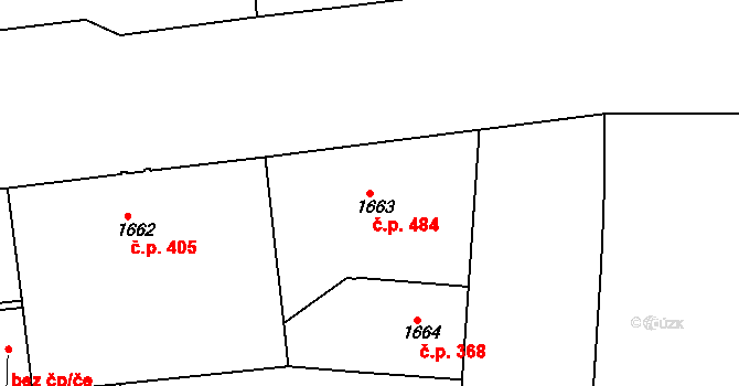 Holešovice 484, Praha na parcele st. 1663 v KÚ Holešovice, Katastrální mapa