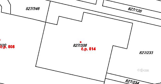 Bohnice 814, Praha na parcele st. 827/338 v KÚ Bohnice, Katastrální mapa