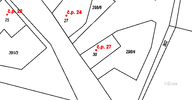 Domanice 27, Radomyšl na parcele st. 30 v KÚ Domanice, Katastrální mapa
