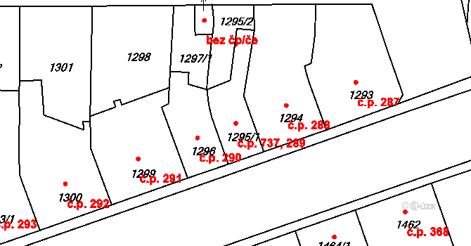 České Budějovice 4 289,737, České Budějovice na parcele st. 1295/1 v KÚ České Budějovice 4, Katastrální mapa