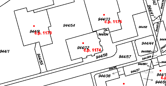 Šumbark 1174, Havířov na parcele st. 944/12 v KÚ Šumbark, Katastrální mapa