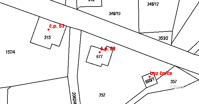 Skuhrov 88 na parcele st. 677 v KÚ Skuhrov u Železného Brodu, Katastrální mapa