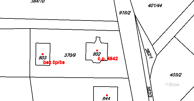 Kokonín 4842, Jablonec nad Nisou na parcele st. 802 v KÚ Kokonín, Katastrální mapa