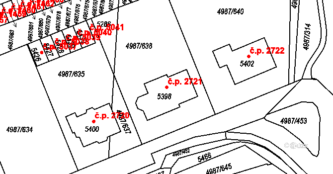 Louny 2721 na parcele st. 5398 v KÚ Louny, Katastrální mapa