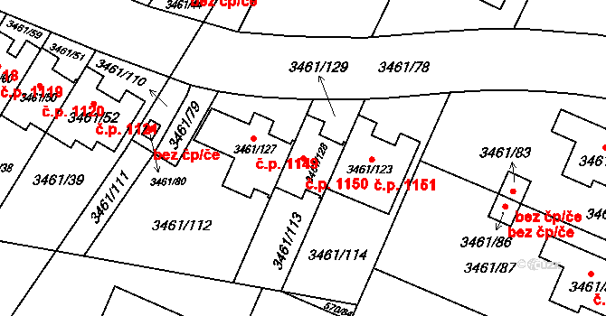 Svinov 1150, Ostrava na parcele st. 3461/128 v KÚ Svinov, Katastrální mapa